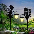 SUNNYPARK 2 Pack Solar Fairy Garden Metal Stake Decorative Lantern
