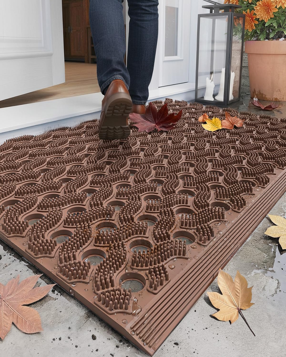 Color&Geometry Super Heavyweight TPE Welcome Mat Outdoor, 24"x36" Brown