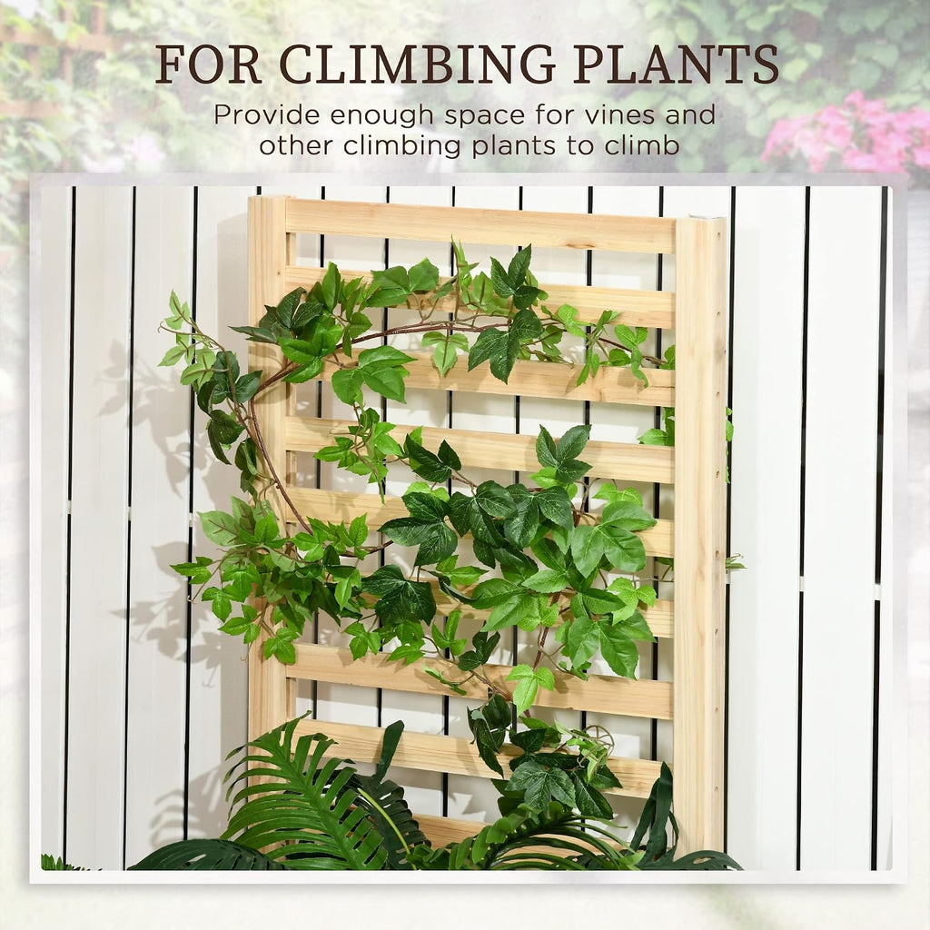 Outsunny Raised Garden Bed Trellis, 2 Compartments, 43 Inch, Natural Tone
