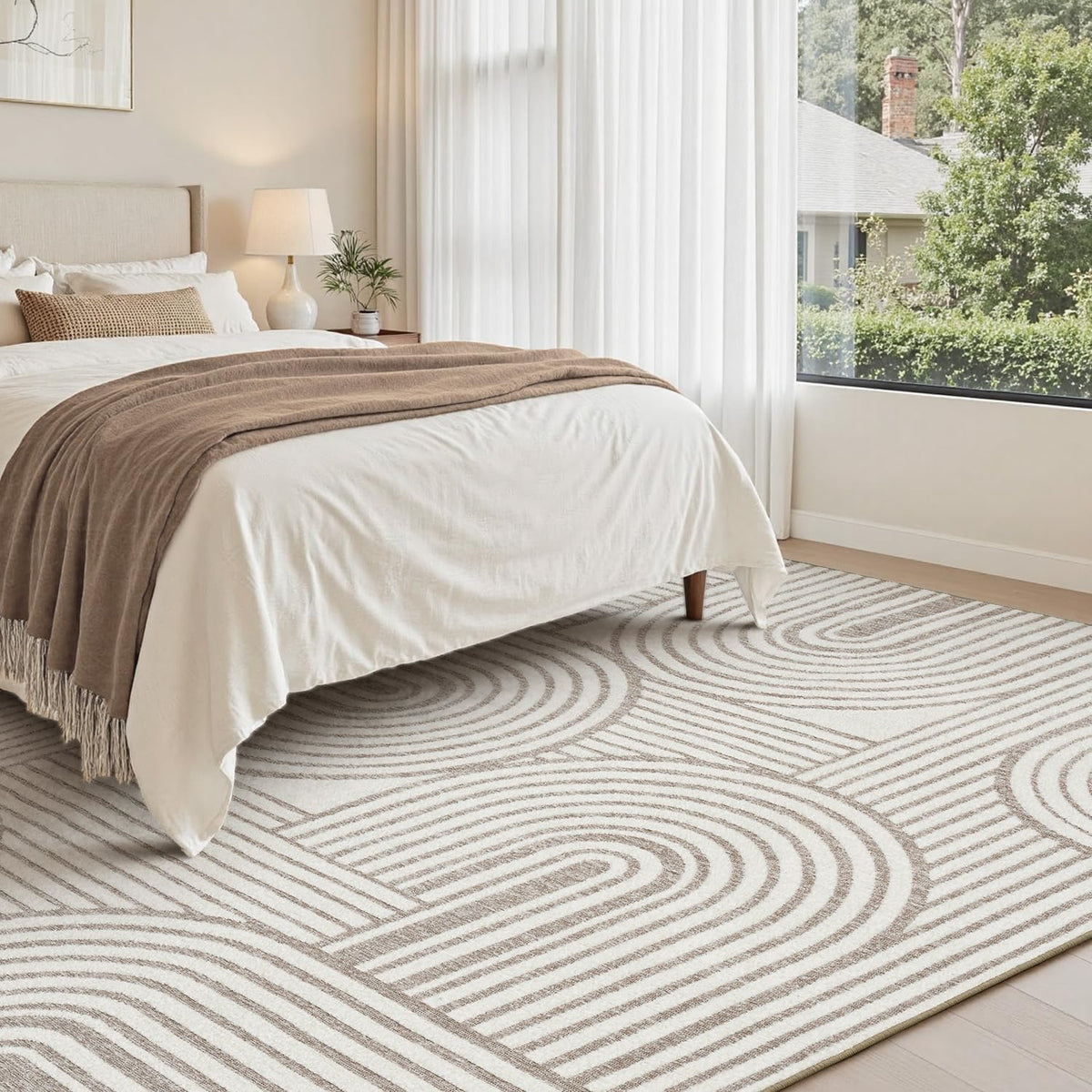 beige neutral 8x10 area rugs textured tufted rugs, close-up detail