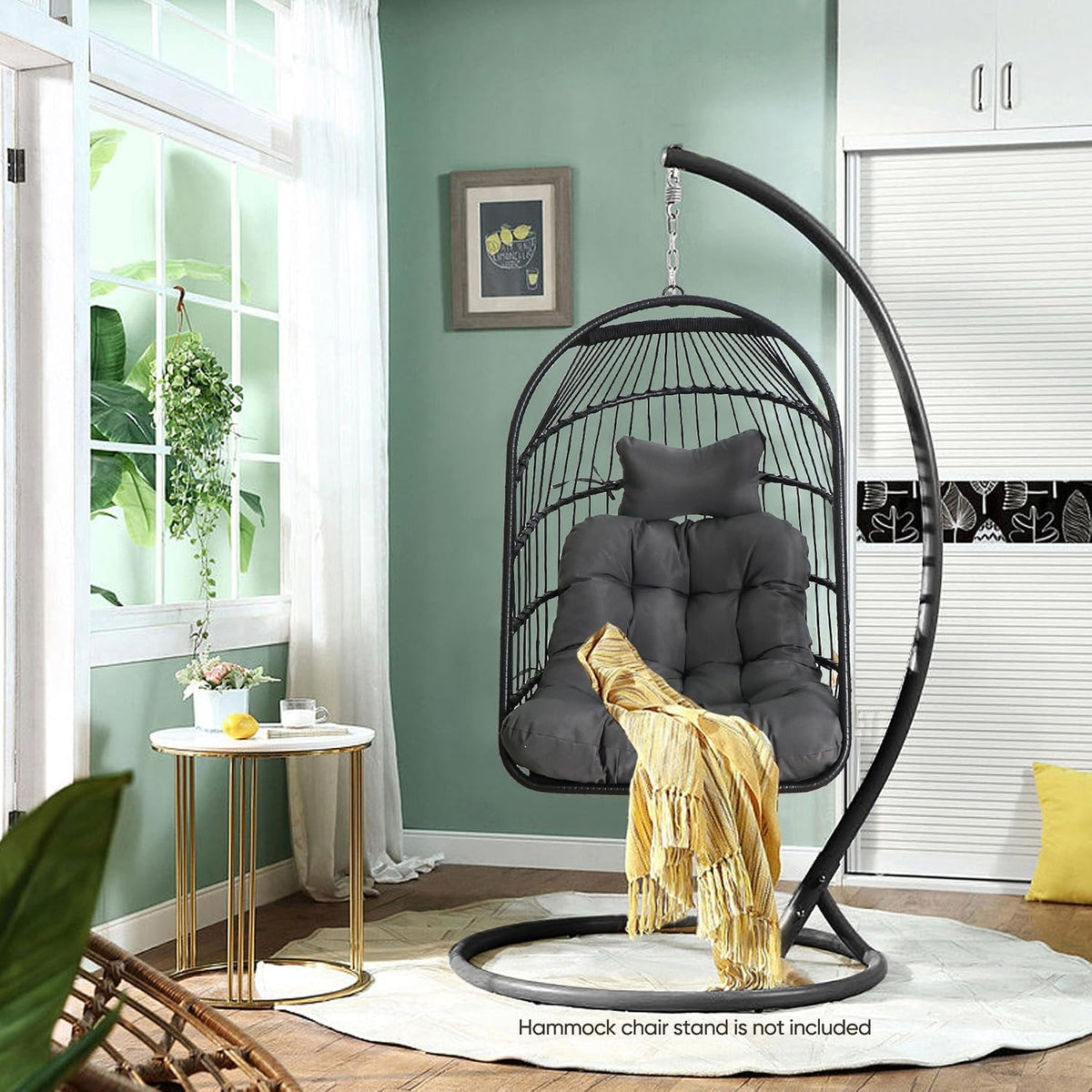 chihee egg chair foldable wicker rattan hanging swing, close-up detail