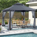 MASTERCANOPY 11x13 ft Stable Patio Gazebo with Netting Walls, Dark Gray
