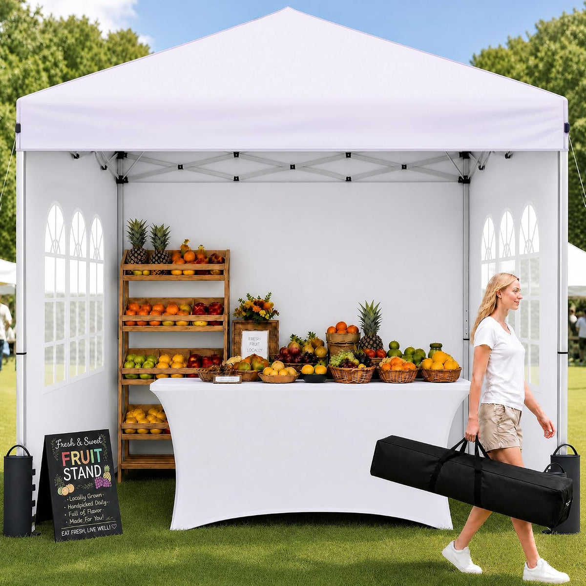 10x10 Pop Up Canopy Tent with Sidewall, Commercial, White