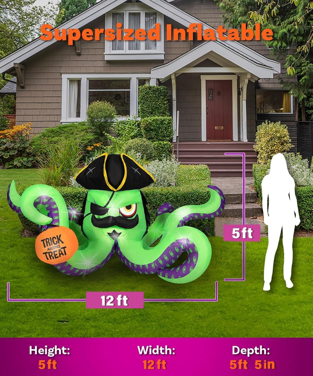 12FT Length Halloween Inflatable Pirate Octopus Outdoor Decoration