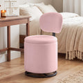 LIVELYGLOW Pink Velvet Swivel Vanity Chair with Storage Makeup Stool