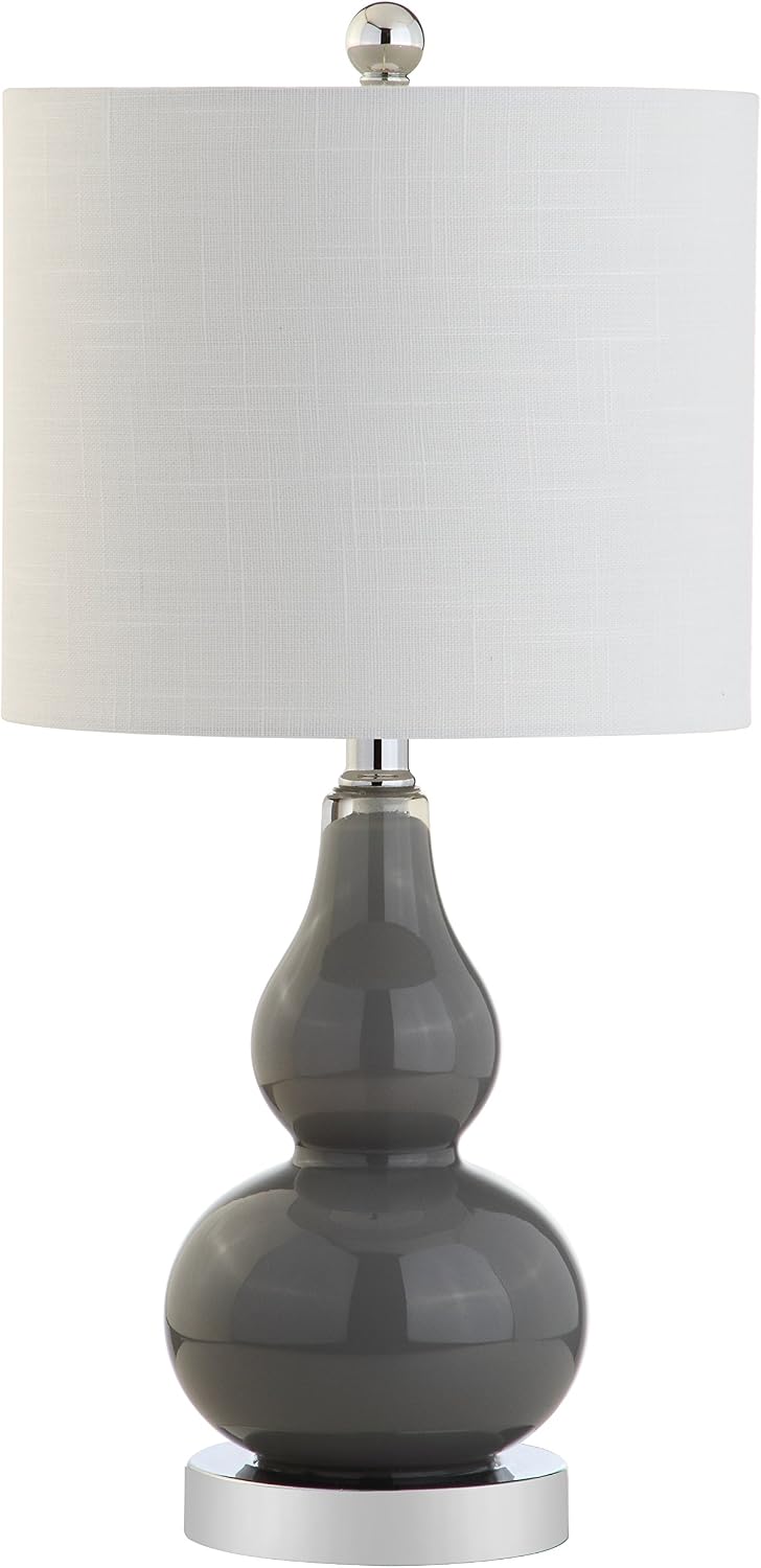 JONATHAN Y Anya Gourd Glass Table Lamp 20.5", Gray