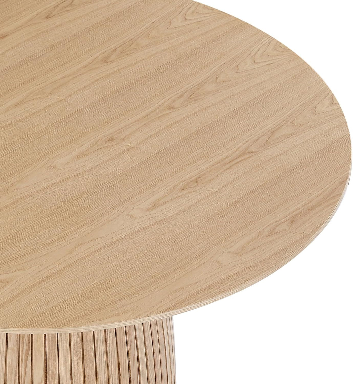 LUMISOL Round Dining Table for 4-6 People, Modern Kitchen Table with Fluted Design, Wood Dinner Tables for Kitchen, Dining Room, Living Room, No Included Chairs, Oak