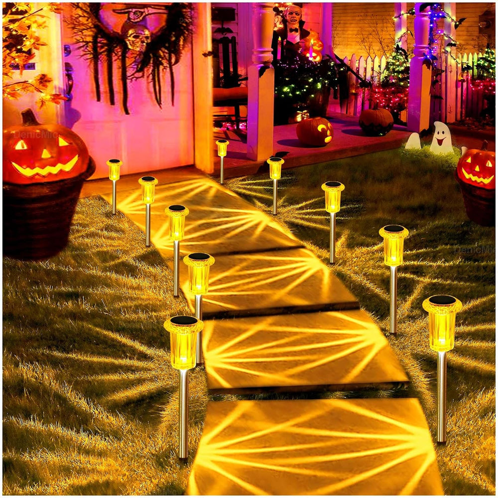 DenicMic Solar Halloween Lights Outdoor 10 Pack Fall Decorations for Home
