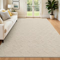 U'Artlines 8x10 Beige Washable Area Rug for Living Room