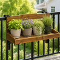 Folding Balcony Railing Table, Solid Wood Balcony Hanging Table, Railing Plant Holder, Balcony Bar Table Furniture for Apartment, Patio, Deck