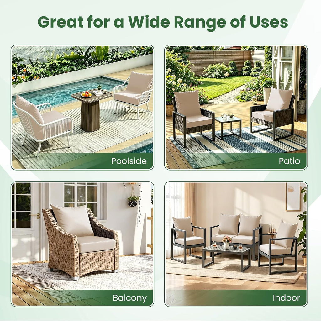 Patio Cushions for Outdoor Furniture, 24x24 Outdoor Couch Cushions, Waterproof & Fade-Resistant Patio Chair Cushions with Removable Cover, Replacement Outdoor Deep Seat Cushion, Beige (Set of 1)