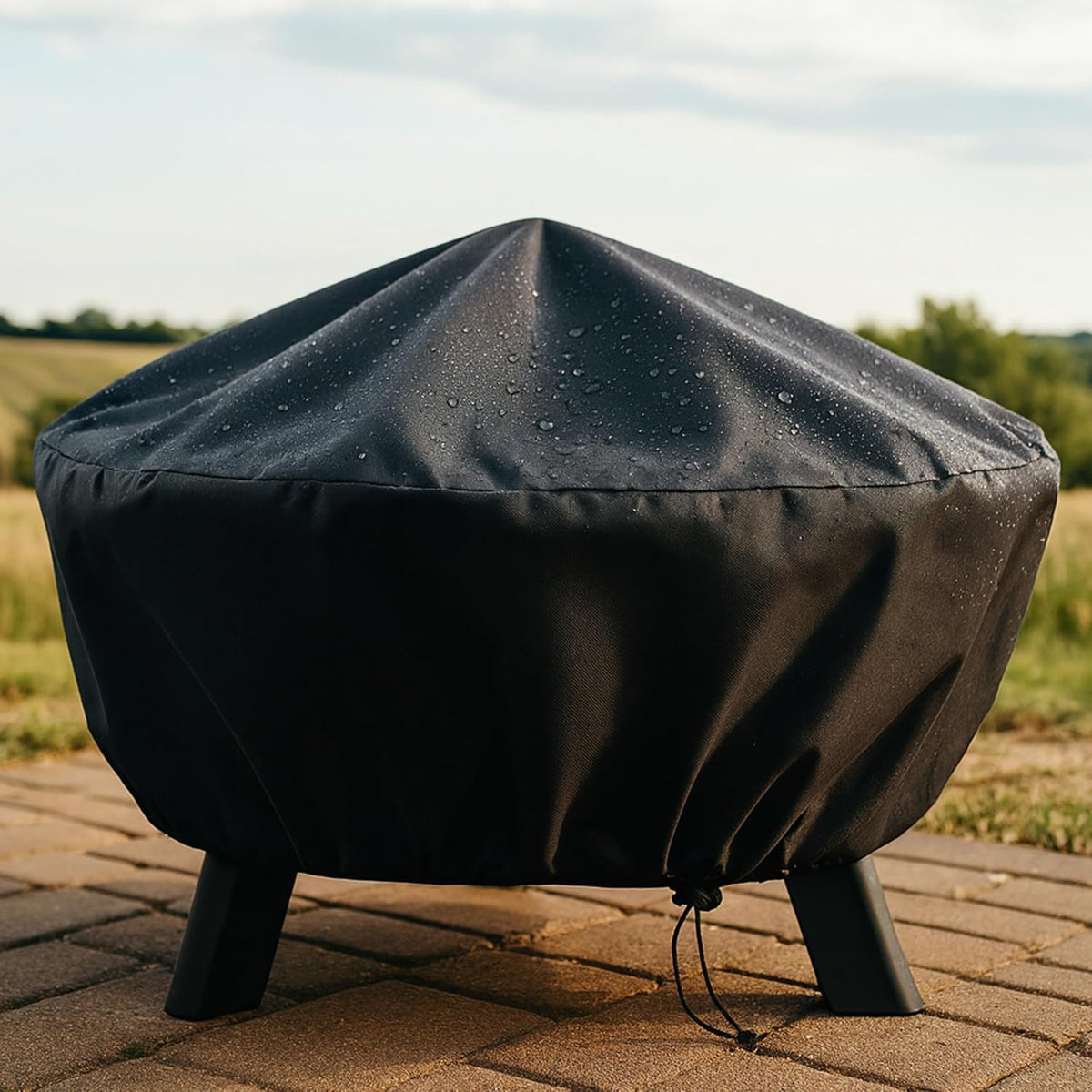 Sunnydaze Heavy Duty Outdoor Fire Pit Cover, Round, Durable PVC, Black, 58"