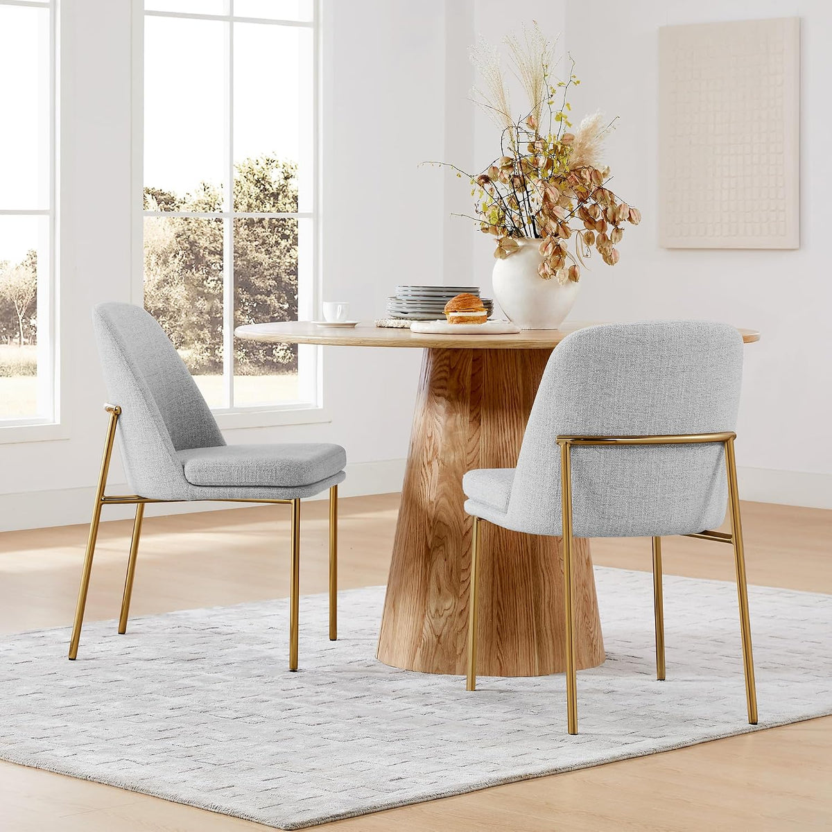 CHITA Modern Dining Chairs Set of 2, Upholstered Dining Chair, Light Gray