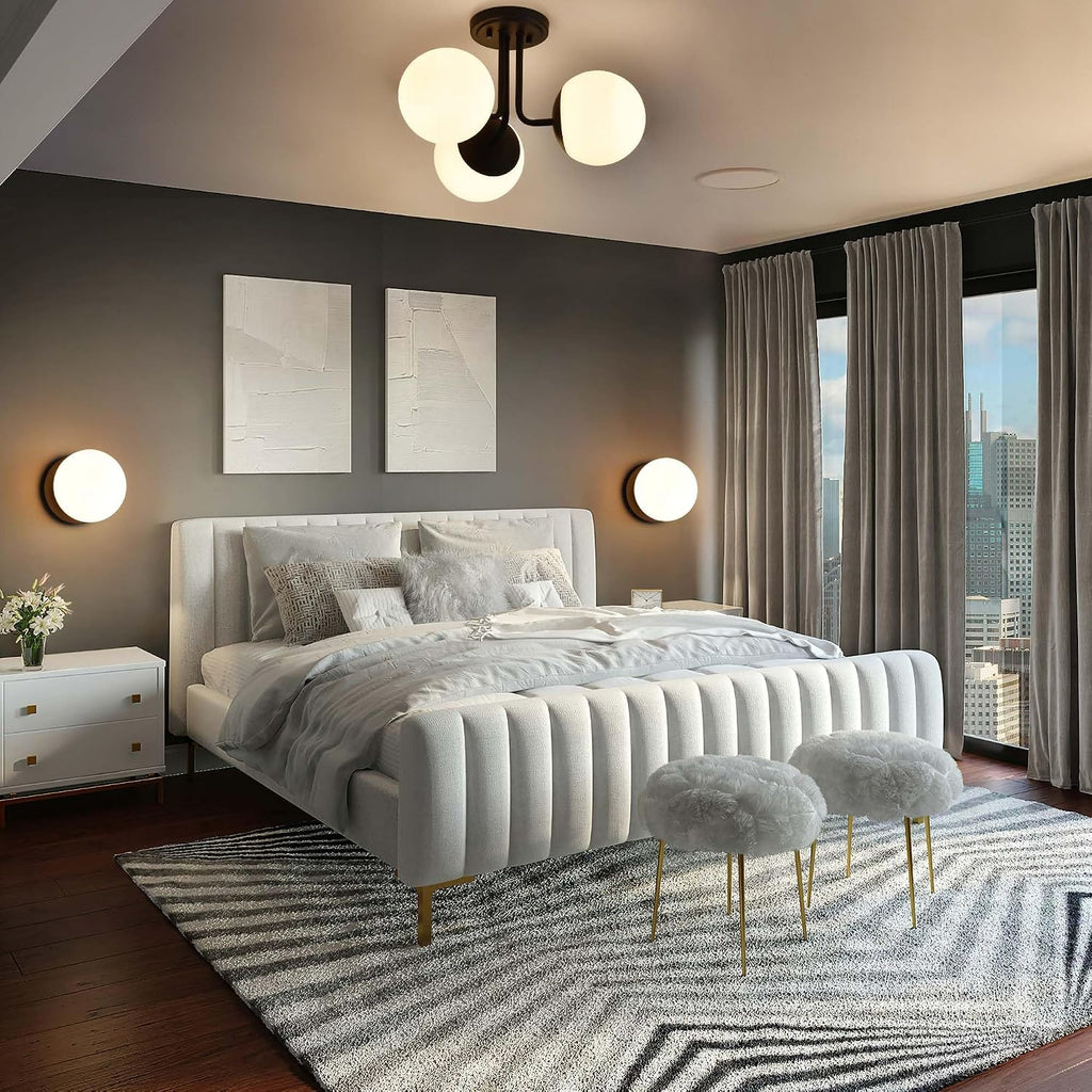 Wall Sconces, 1 Light Modern Globe Sconce in Matte Black, Wall Light for Bedroom Bathroom Living Room & Hallway Vanity Lighting, Ceiling Light Fixture
