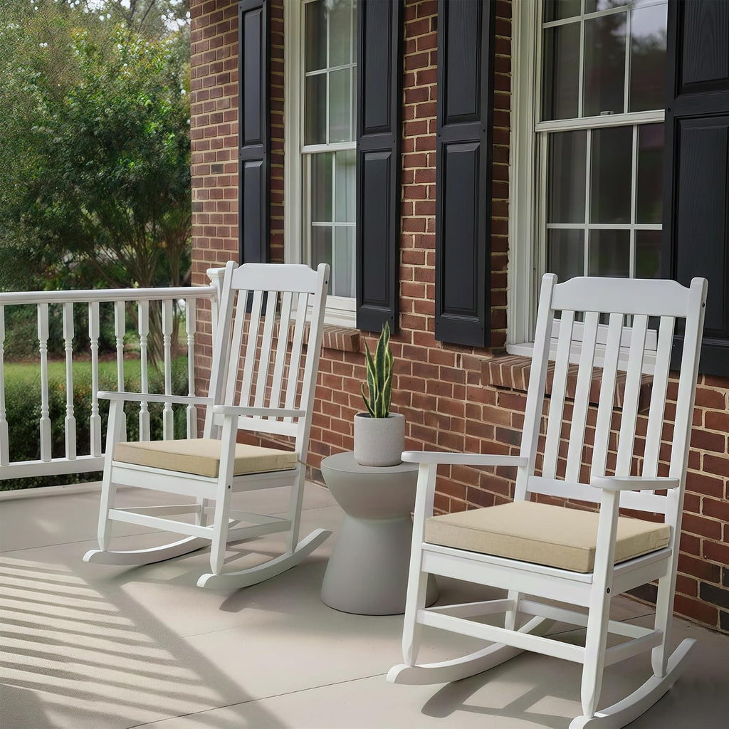 Outdoor Chair Cushions, Water-Resistant & Fade-Resistant, Patio Furniture Seat Replacement Chair Pads with Ties Zipper, Removable Cover, Non-Slip Bottom, Set of 4, 18.5 x 16 Inch, Natural