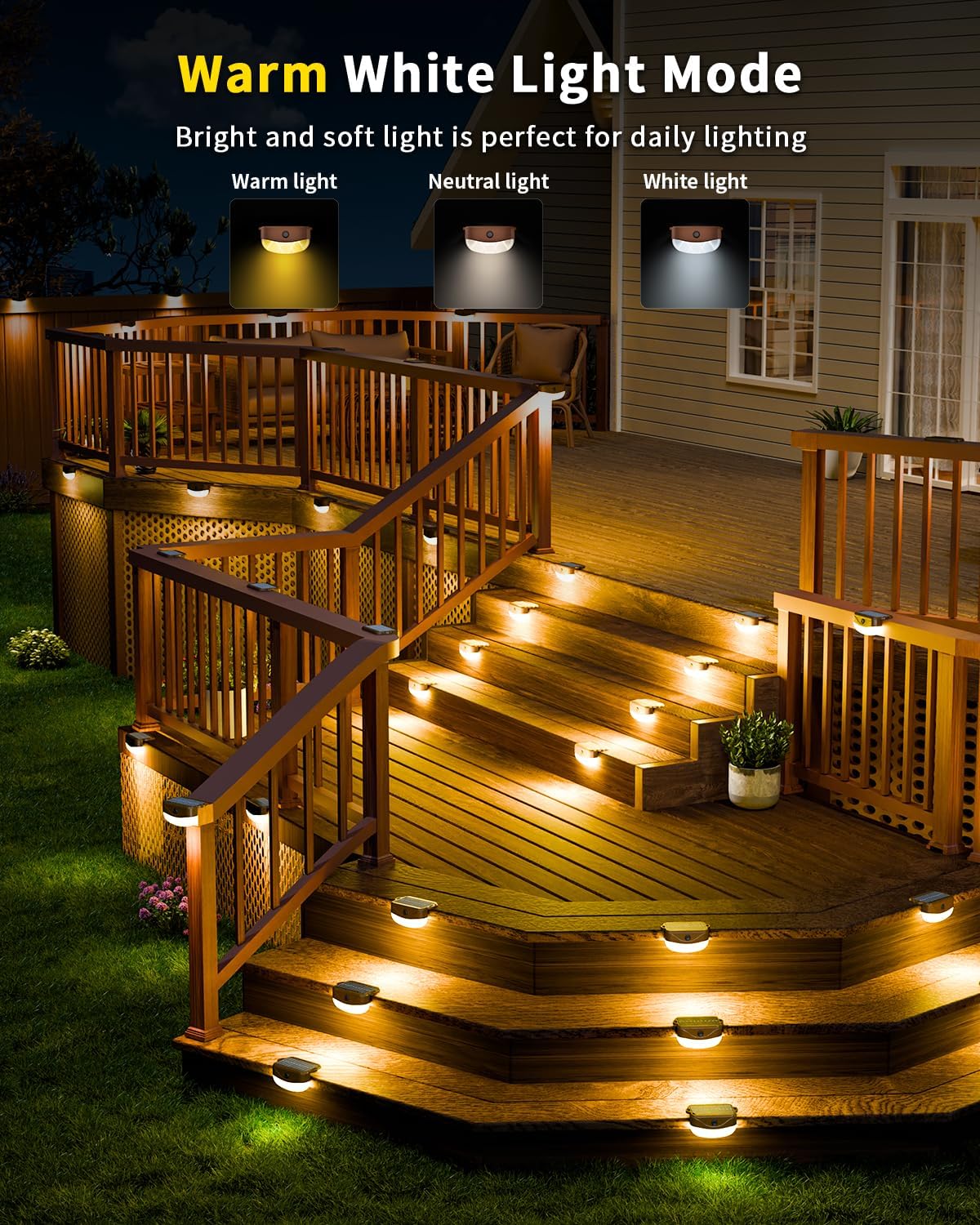 color changing solar fence lights with remote, solar, side view