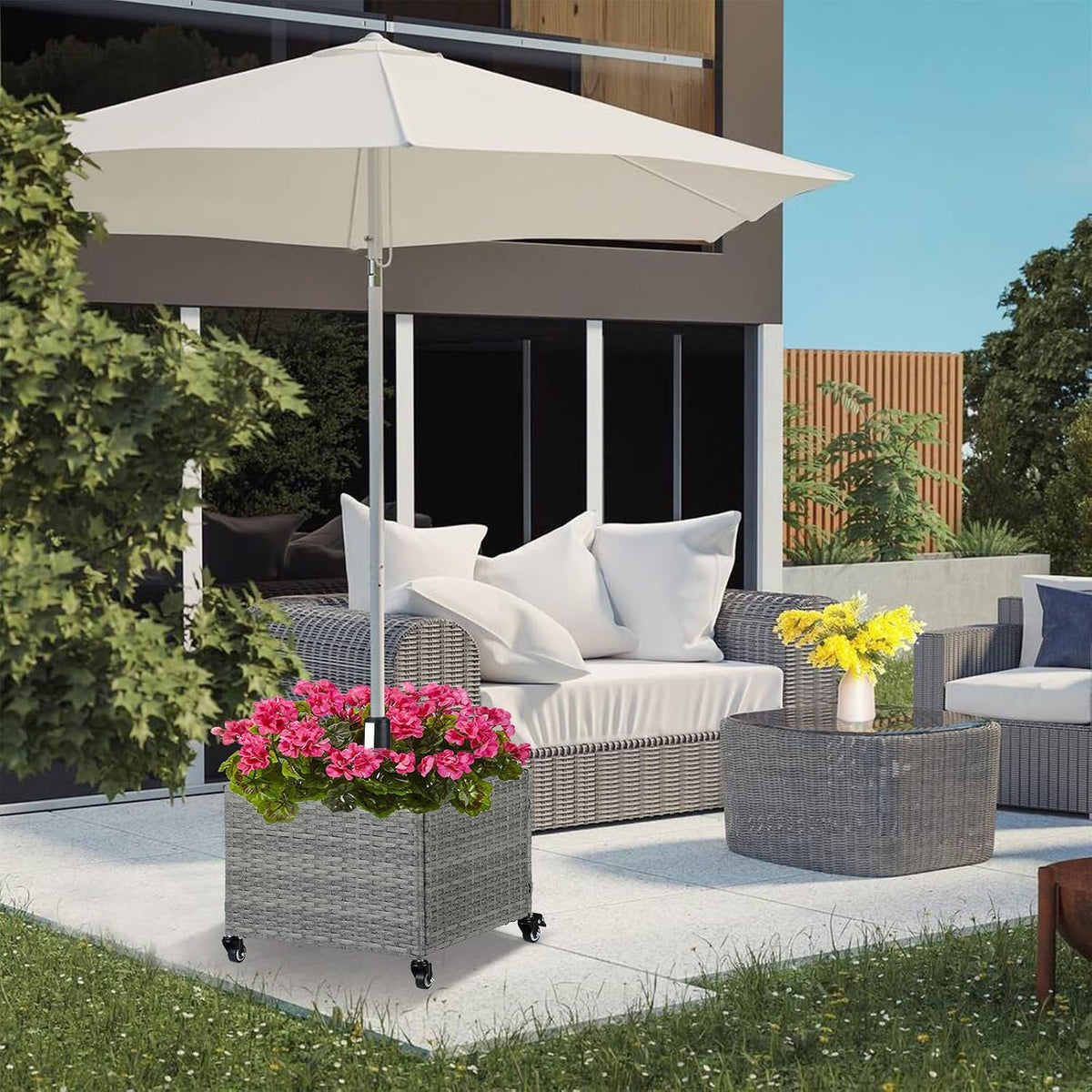 SUNNYPARK Umbrella Base with Wheels and Fillable Planter 2 in 1