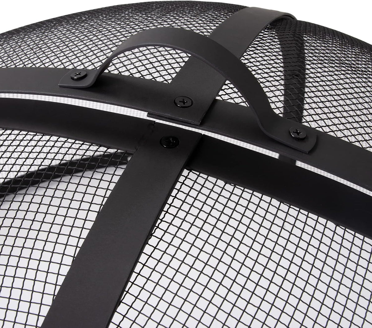 SUNCREAT Outdoor Fire Pit Spark Screen Cover Accessory, Patio Round Easy-Opening Fire Mesh Screen Guard, Heavy Duty Steel Fire Pit Ember Lid with Hinge, 32 Inch