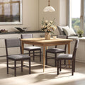 HOMCOM Solid Wood Dining Chairs Dining Room Upholstered Set of 4 Gray