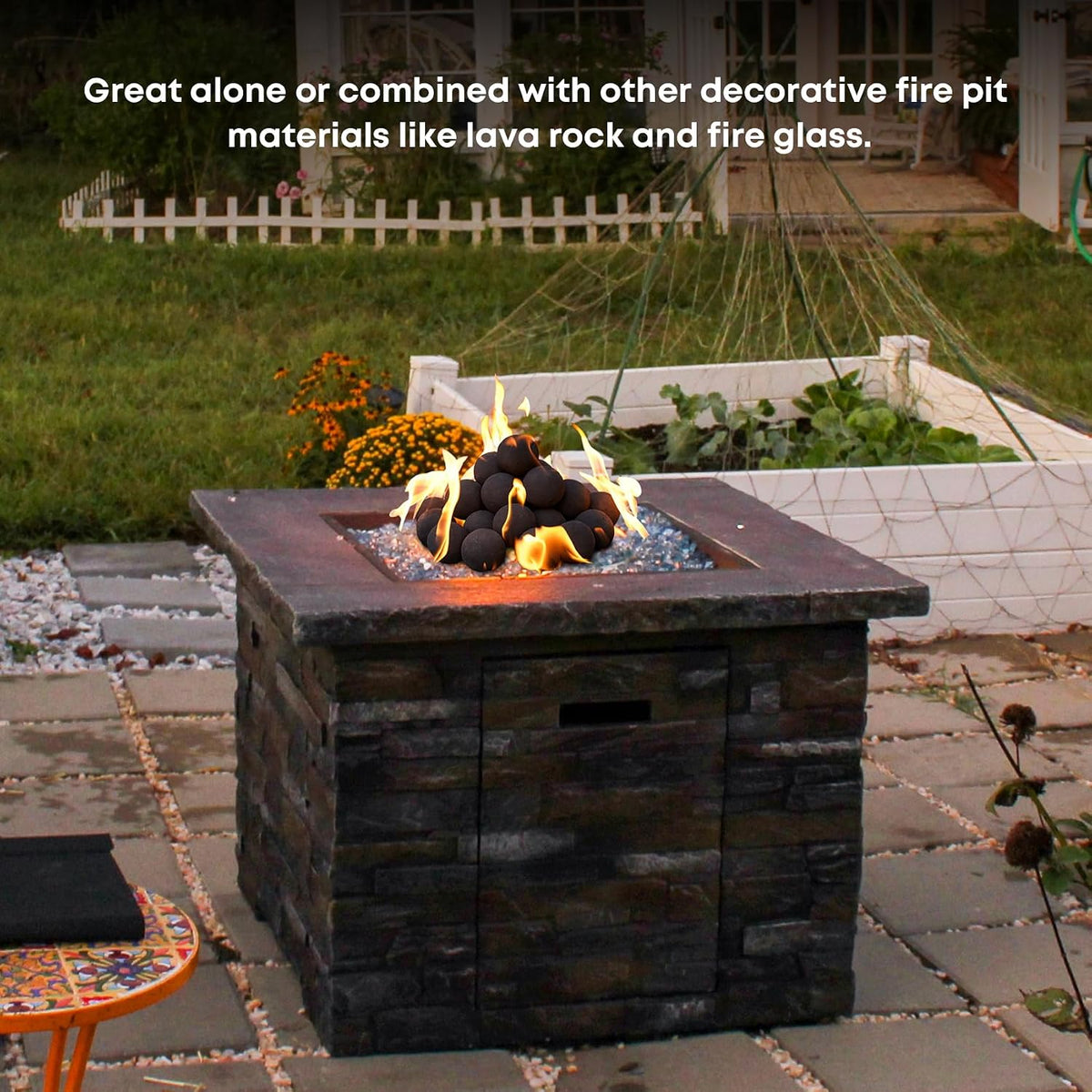 stanbroil 2 inch ceramic fire pit balls, set on a desk or shelf