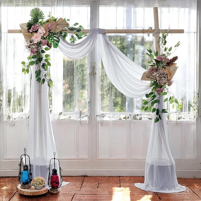MDS Halloween Chiffon Draping Fabric - 2 Panel, 30" Wide x 40ft Long - Sheer Spooky Arbor & Canopy Drapery for Haunted House Backdrops, Party Ceilings, DIY Costumes & Themed Events - Cool Gray (Pack of 2)