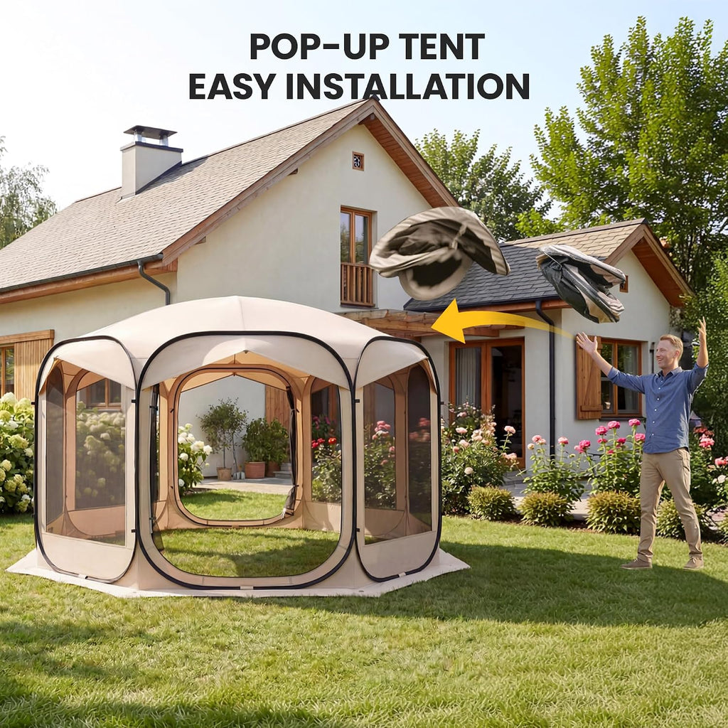 Pop Up Screen House Tent 10x10 FT Portable Instant Screen Canopy Tent