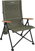 Reclining Camping Chair for Adults Heavy Duty, Folding Recliner Lawn Chairs with 6-Positions Adjustable High Back, Portable Patio Lounge Chairs for Outdoor Poolside Sports Beach
