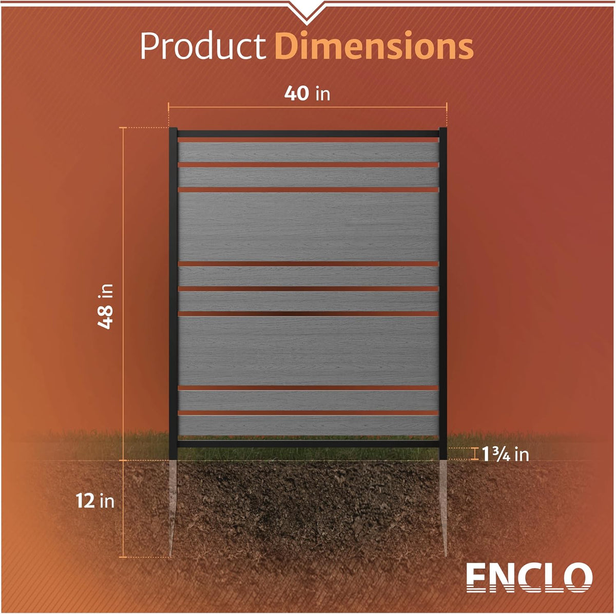 Enclo Vienna Privacy Screen, Charcoal Vinyl DIY No Dig Kit