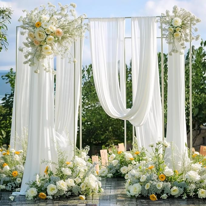 MDS Halloween Chiffon Draping Fabric - 2 Panel, 30" Wide x 30ft Long - Sheer Spooky Arbor & Canopy Drapery for Haunted House Backdrops, Party Ceilings, DIY Costumes & Themed Events - White (Pack of 2)