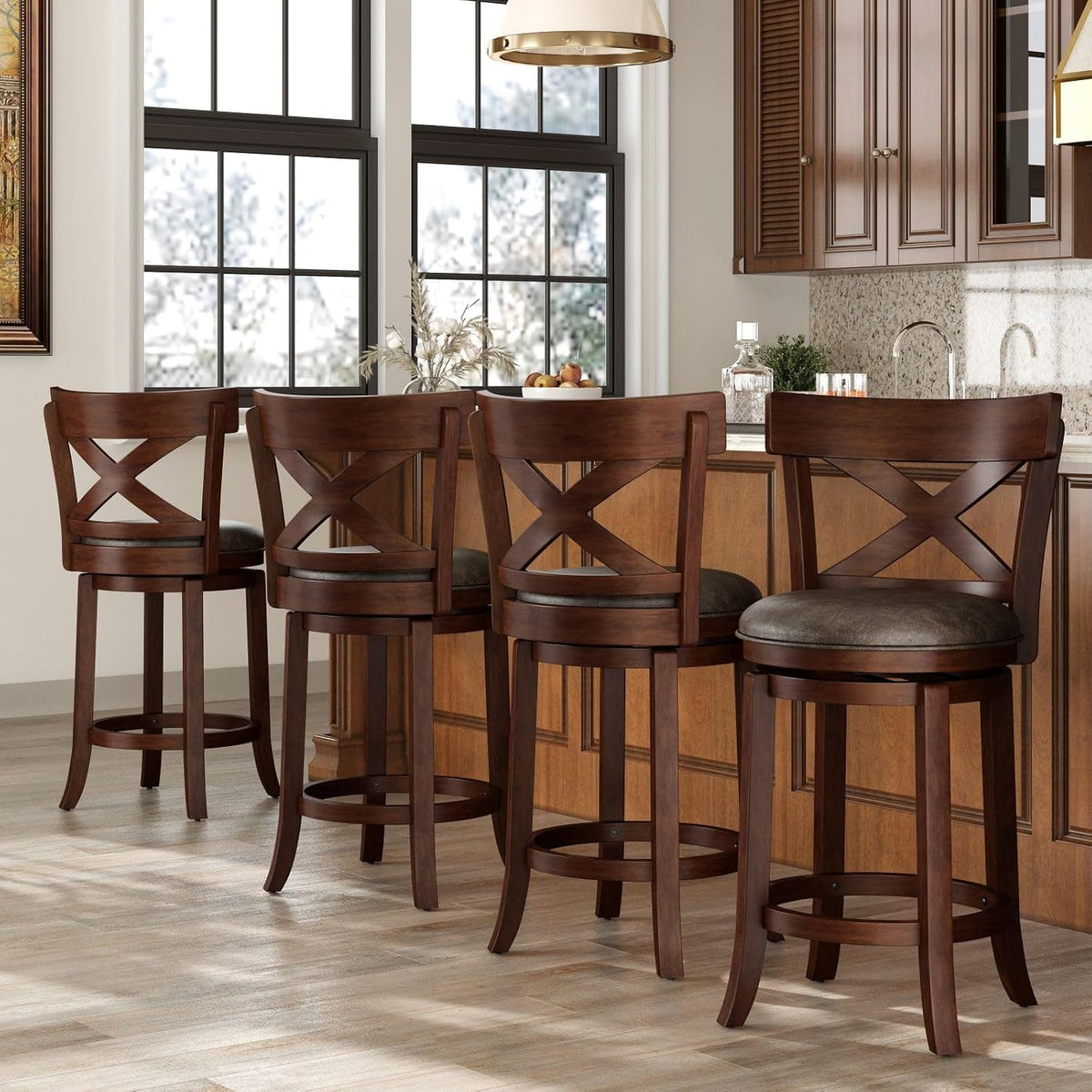 Sophia & William 26 Inch Swivel Bar Stools Set of 4, Counter Height Stools