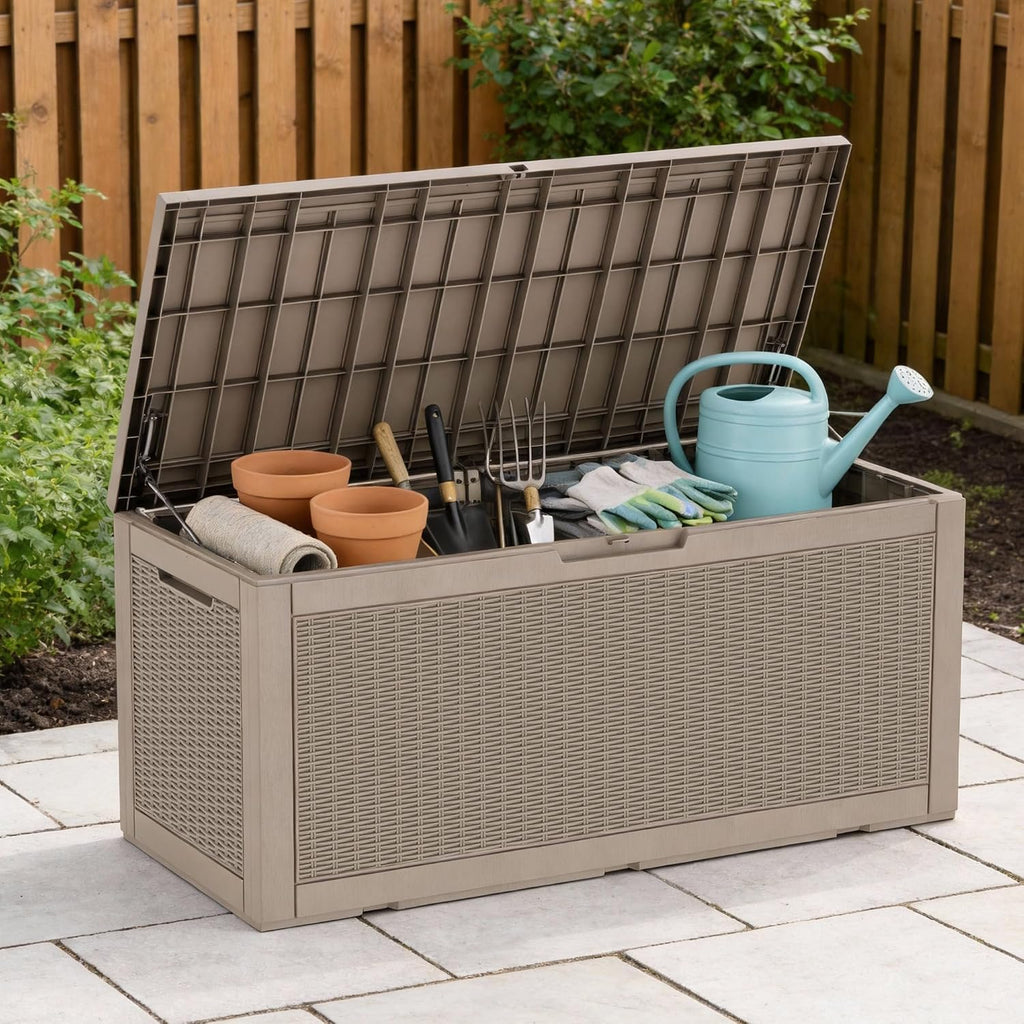Vixzen 121 Gal Waterproof Outdoor Storage Box Lockable Deck Box