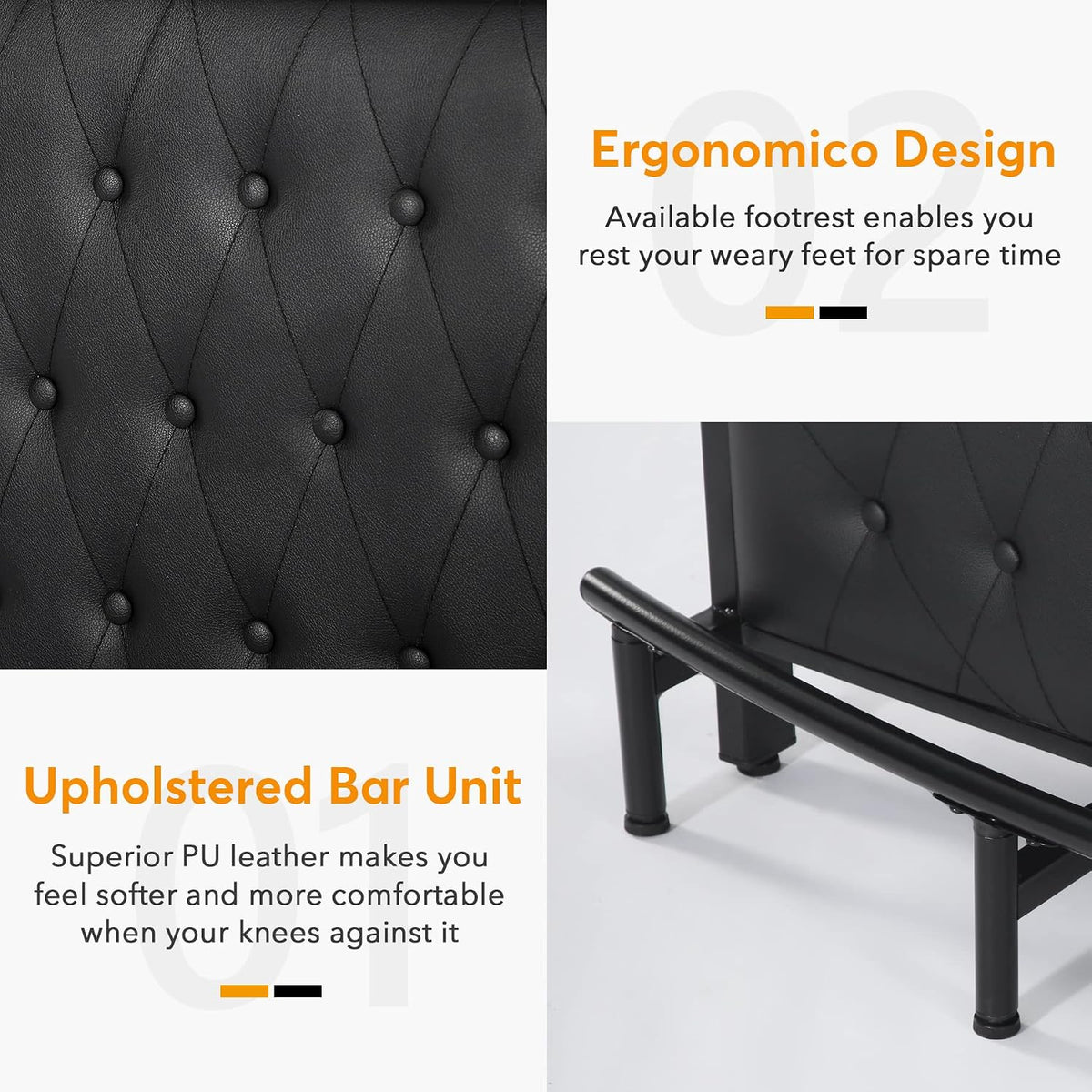 Tribesigns Home Bar Unit for Liquor, 44-Inch Bar Height Table with Storage, Black Mini Entertainment Carts Pub Table with Upholstered&Metal Front Footrest for Kitchen, Balcony, Basement