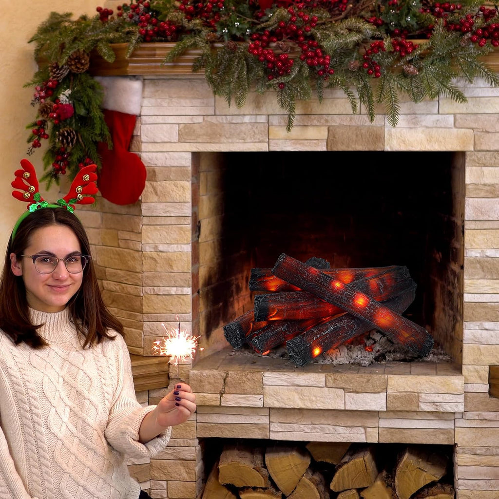 Tuanse 6 Pcs 13 in Christmas Fireplace Logs Flameless Fake Logs