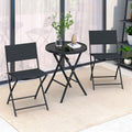 Tangkula 3 Piece Folding Bistro Set, Metal Frame Round Table & Chairs