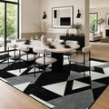 YIHOUSE 8x10 Black and White Modern Geometric Patchwork Washable Area Rug