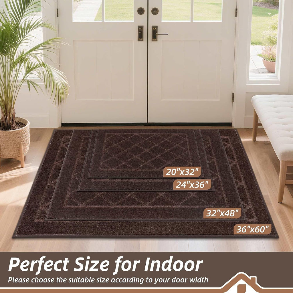 BEQHAUSE Dirt Trapper Door Mat 24" x 36", Doormat Non-Slip, Brown
