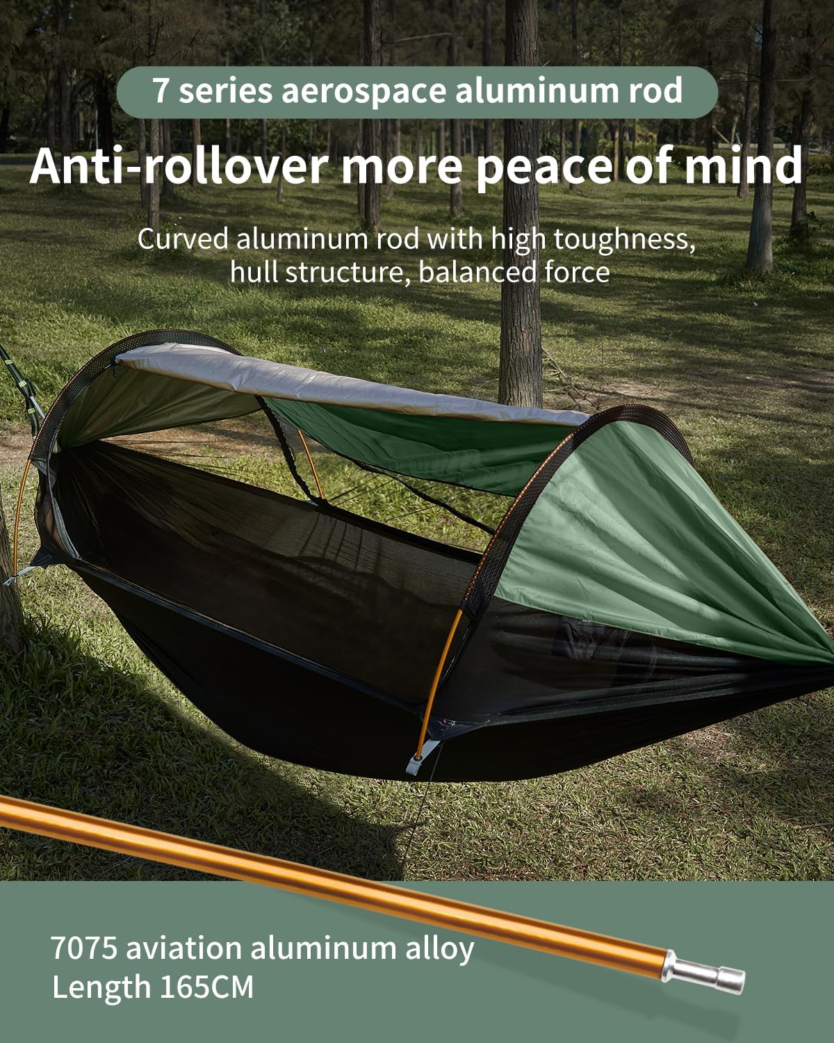 3-in-1 Camping Hammock Tent with Mosquito Net & UV Sunshade