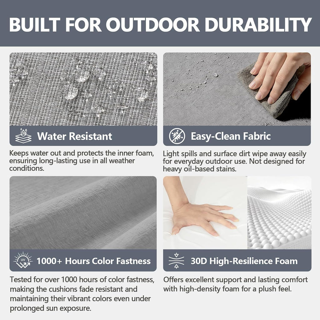 Goodgoods 24x24 Outdoor Deep Seat Cushions 2-Pack, 30D Foam, Stone Gray