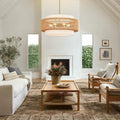 6-Light Rattan Chandelier for Dining Room, 25.6" Boho Pendant Hanging Light