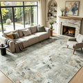 8x10 Area Rugs for Living Room, Washable Abstract Rug, Brown/Grey