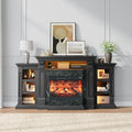 Naice 72” Electric Fireplace TV Stand w/ 3-Side Glass Heater, Marble Finish