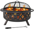 Sunnydaze Crossweave 36" Large Outdoor Fire Pit, Wood Burning, Round