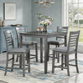 LUMISOL 5-Piece Dining Table Set for 4, Farmhouse Counter Height Kitchen Dining Table Set with 4 Upholstered Chairs for Kitchen, Dining Room, Home Bar, Grey