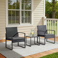 Greesum 3 Piece Wicker Conversation Bistro Sets Outdoor Patio Set(Grey)