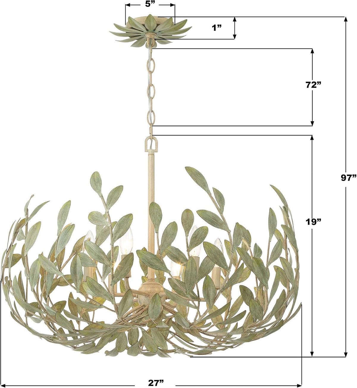 Crystorama Broche 6 Light Champagne Green Tea Chandelier