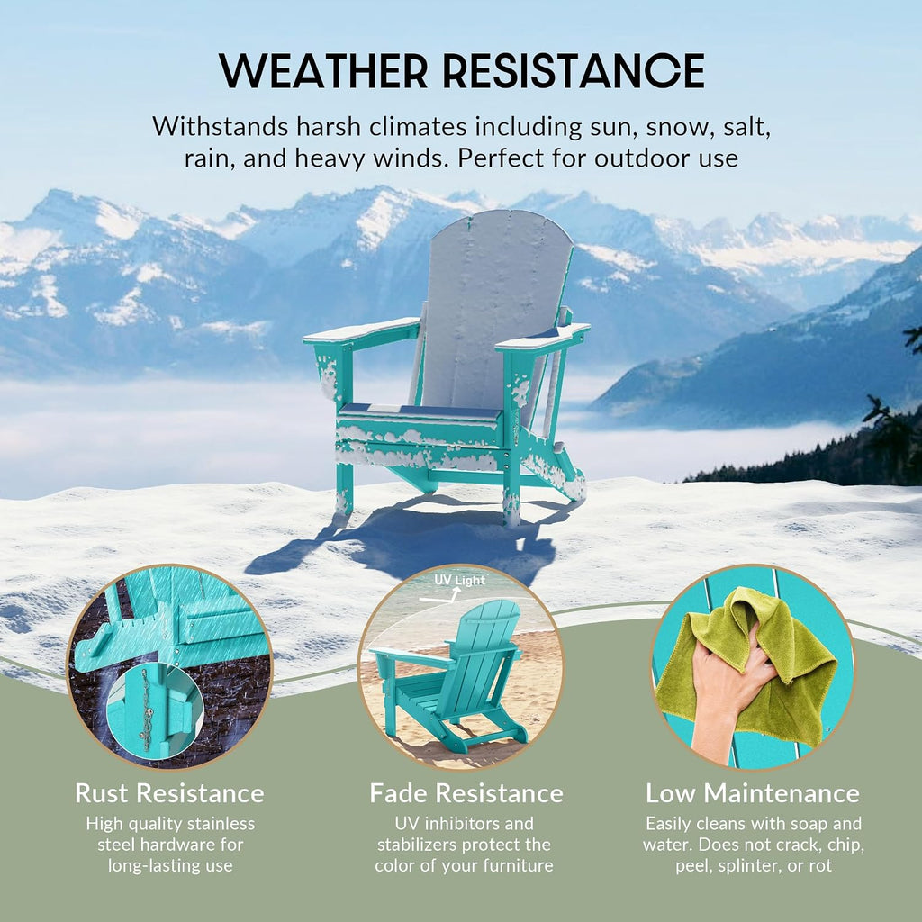 WestinTrends Malibu Outdoor HDPE Folding Adirondack Chair, Pacific Blue