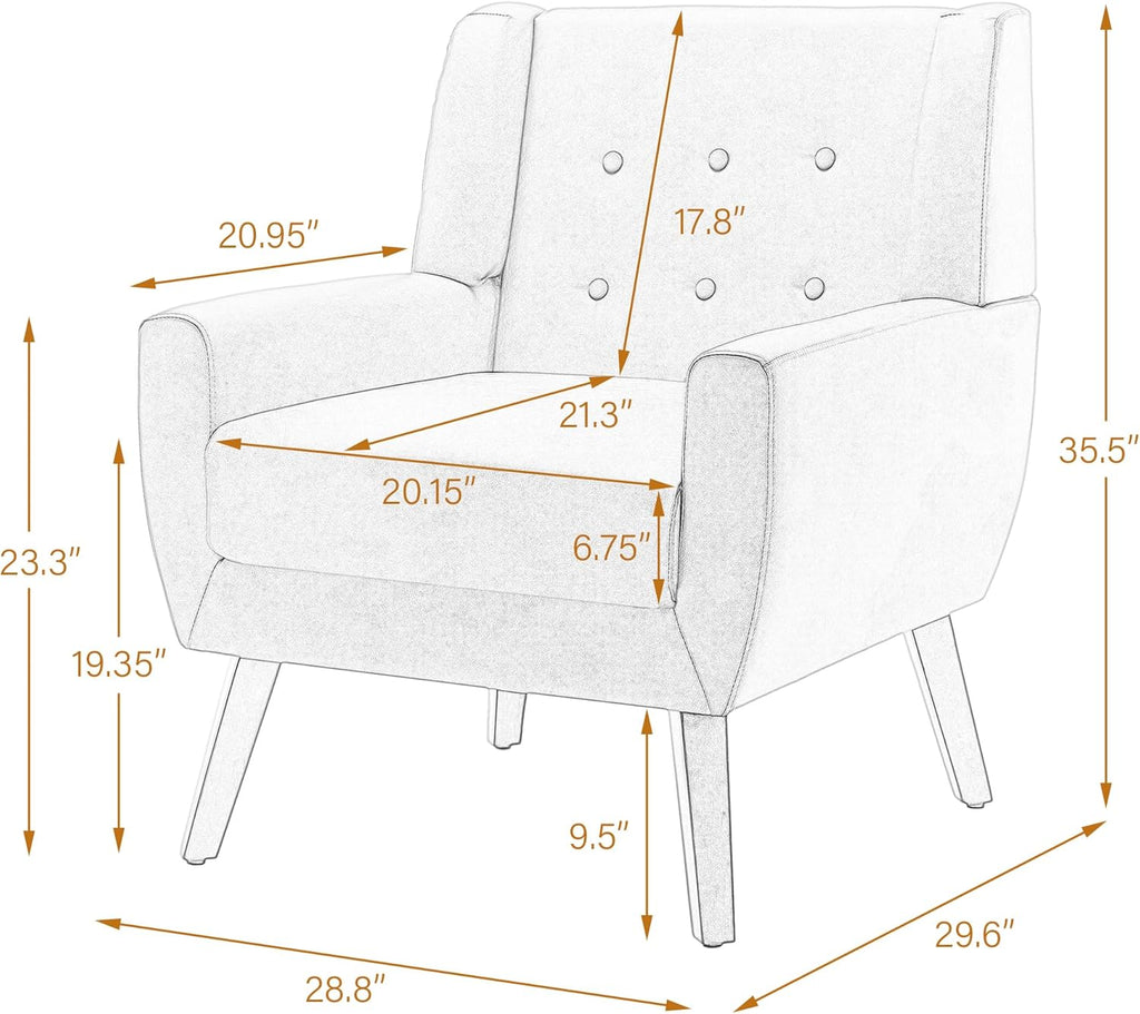 PU Leather Accent Chairs Set of 2, Upholstered Armchair, Brown