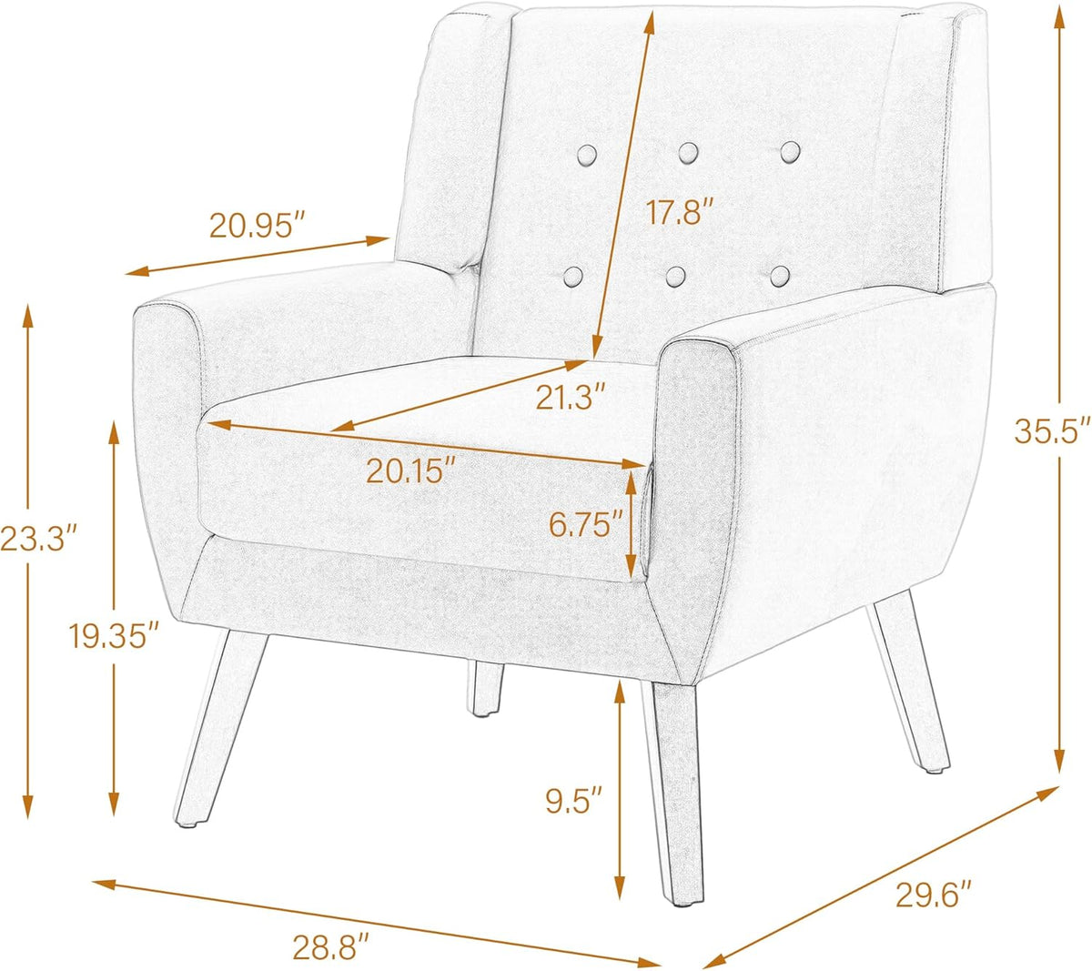 PU Leather Accent Chairs Set of 2, Upholstered Armchair, Brown