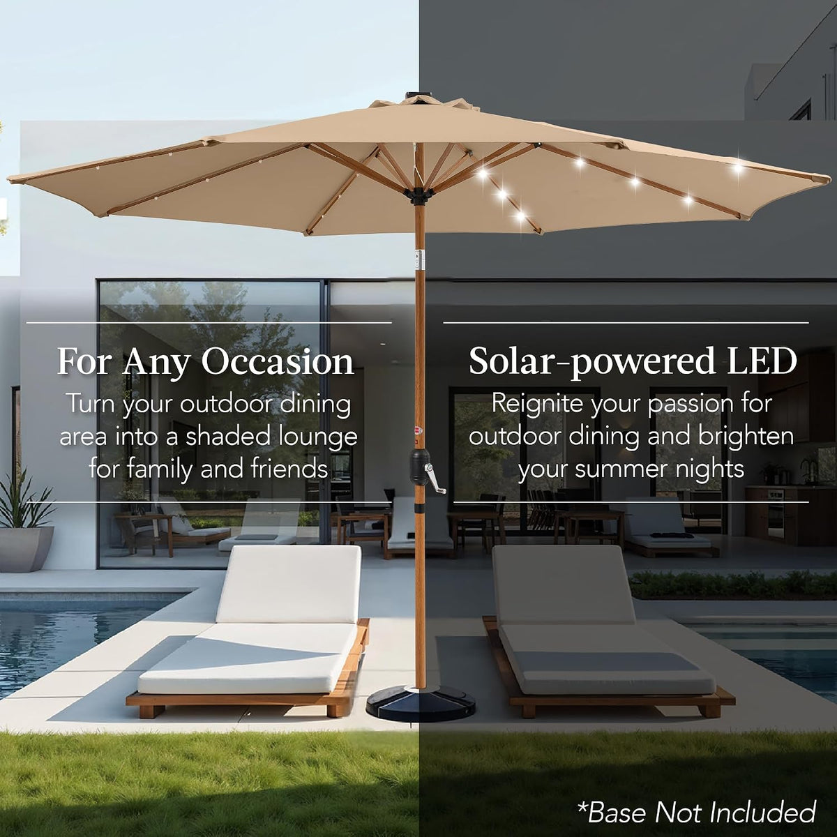 Best Choice Products 10ft Solar Polyester LED Lighted Patio Umbrella w/Tilt Adjustment and UV-Resistant Fabric