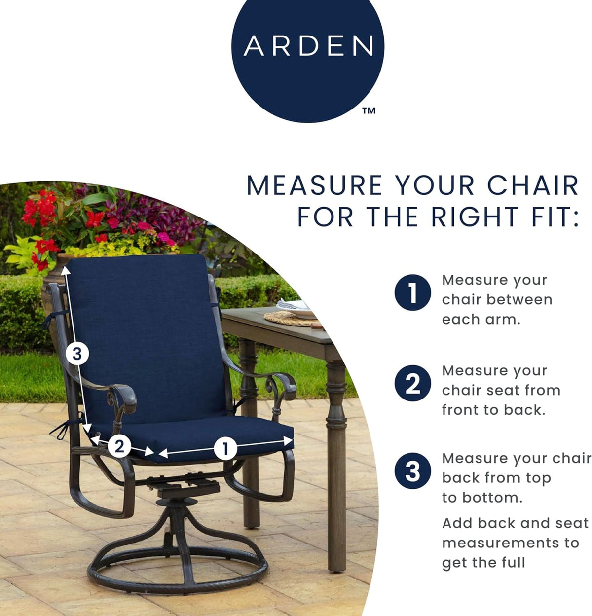 Arden Outdoor Chair Cushion, 21 x 20, Rain-Proof, Fade Resistant Sapphire Aurora Blue Stripe
